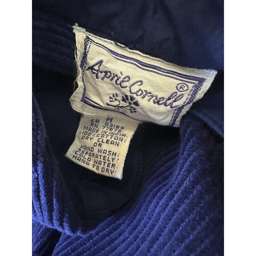 Vintage April Cornell Cotton Corduroy Button Front Shirt Dress Blue Size Medium - Picture 10 of 13